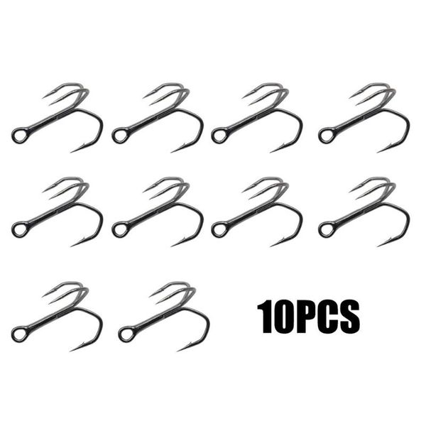 

fishing hooks 10pcs/box treble 4×strengthen black-nickel-finish sporting goods