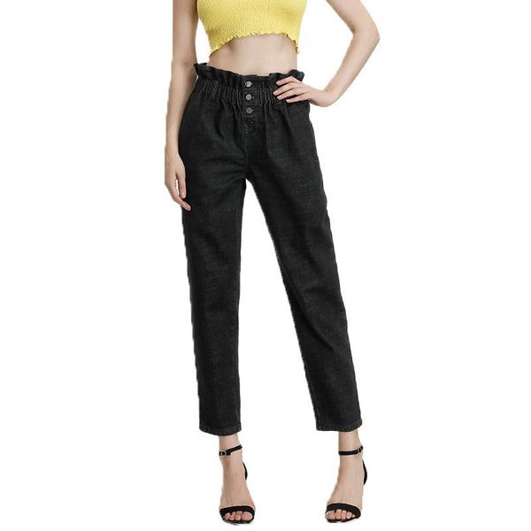 

women's jeans plus size 8xl women high waisted straight elastic waist denim pants womens clothing street style cotton, Blue