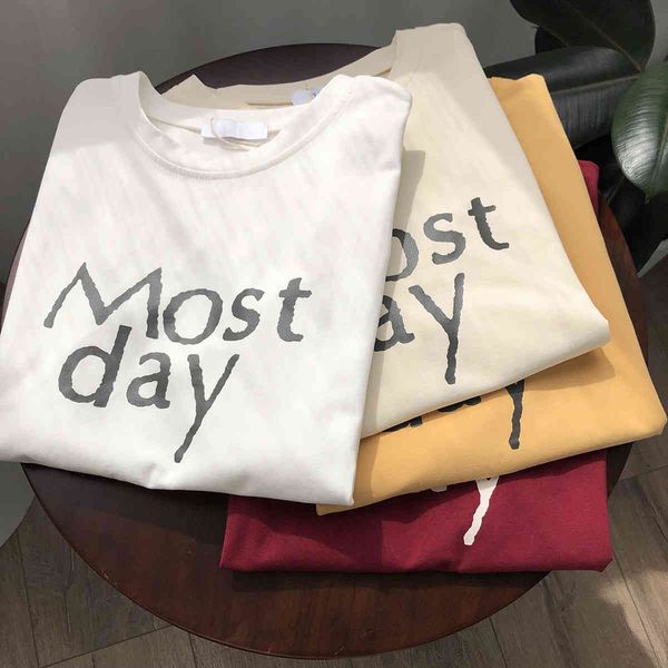 

women's t-shirt letter print round neck short sleeve t-shirt female 2021 summer korean casual pullovers bottom trend gdj4, White