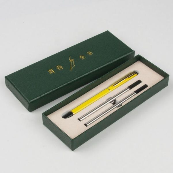 

gel pens luxury quality yellow metal brand heavy body business office medium nib rollerball pen school students