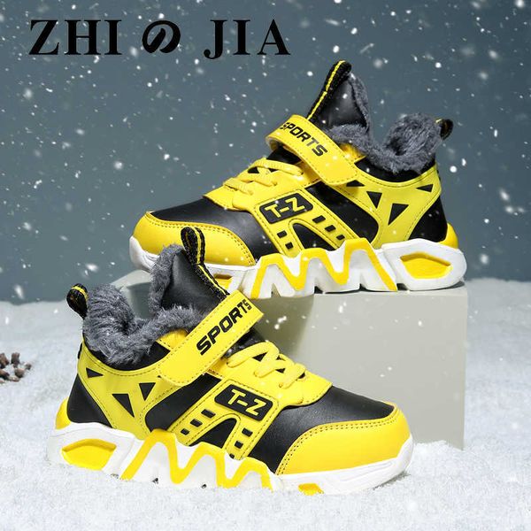 Inverno caldo pelliccia bambini scarpe ragazzi antiscivolo stivaletti da neve in pelle autunno cartone animato fresco scarpe da scuola per adolescenti ragazzo scarpe casual G1025