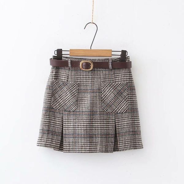 

plaid skirt women's pants fashionable woolen a- line one-step skirts, Black