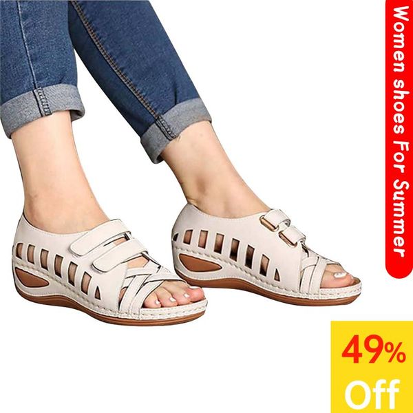 

sandals 2021 summer women shoes slippers dual wear roman hollow out flip flop slides chaussures femme flat beach, Black
