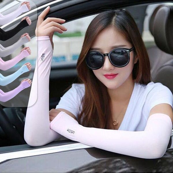 

sun-resistant viscose cuff summer thin section pile style arm cooling driving hand sleeve guard elbow & knee pads, Black;gray