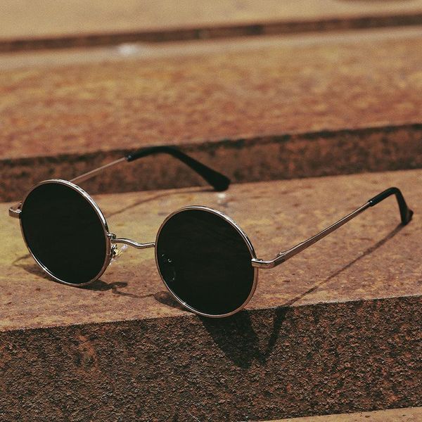 

sunglasses retro alloy pink shades for women metal round vintage glasses men luxury designer gafas de sol punk eyewear, White;black