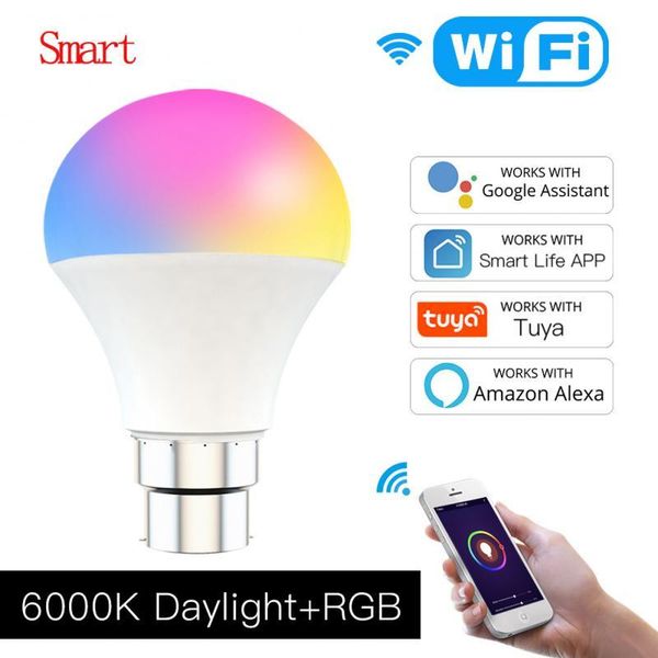 

bulbs e27 b22 led lamp wifi smart 9w rgb dimmable rgbw light colorful changing bulb voice control home
