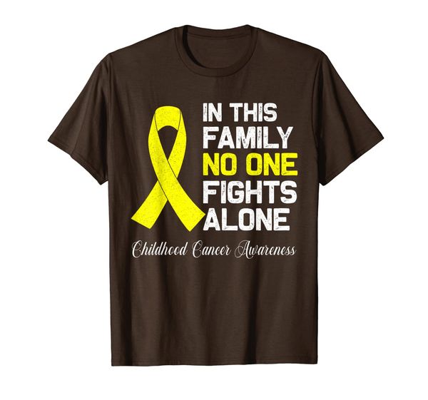

in this family no one fights alone childhood cancer t-shirt, White;black