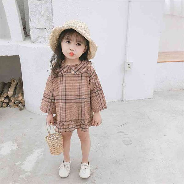 

arrival spring autumn cute girls long sleeve ruffled dresses korean style doll collar casual dress 210708, Red;yellow