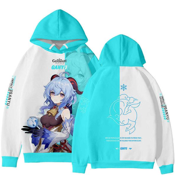 Genshin Impacto 3D Imprimir Hoodies Jogo dos Desenhos Animados Streetwear Sweetshirts Homens Moda Fashion Harajuku Hoodie Meninos Meninas Tracksuit Tops Y0901