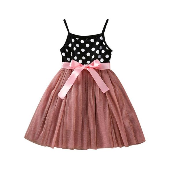 

summer kids girl dress off shoulder polka dot printed lace patchwork tutu sundress girl's dresses, Red;yellow