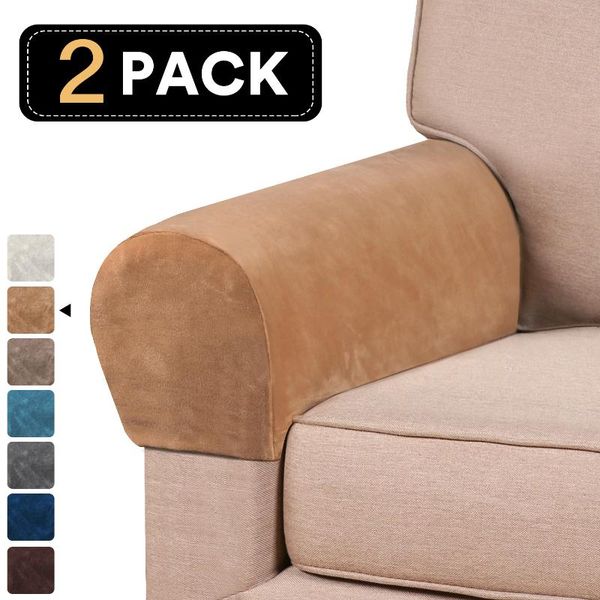 

chair covers velvet 2pcs universal sofa armrest cover for living room elastic protector solid color cushion