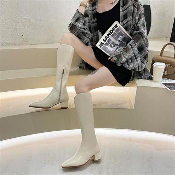 

boots fashion women's winter knight 2021 pointed toe net red ins were thin shoes, Black