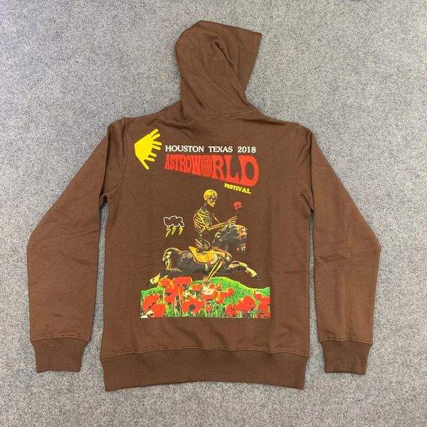 

hoodie 19ss travis scott festival hoodies men skeleton rider kanye west hip astroworld pullover, Black