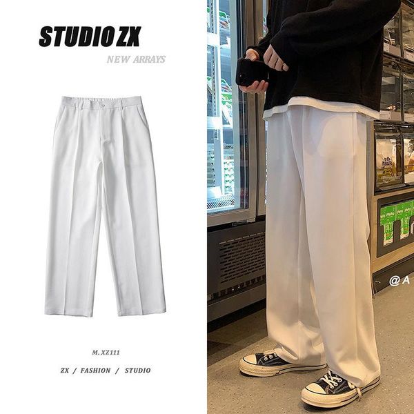 

summer black and white formal suit pants men's korean fashion loose business casual social all-match dress men