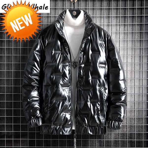 

glacialwhale mens winter down jacket warm hooded windproof coat male hip hop streetwear black for style