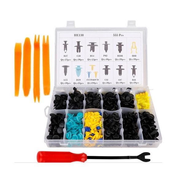 

other vehicle tools 555clips + car body retainer push pin rivet trim panel fastener clip moulding assortment tool
