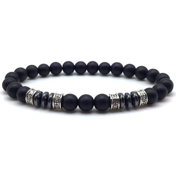 

charm bracelets 2021 simple fashion men bracelet classic 8mm geometric hematite strand jewelry pulsera, Golden;silver
