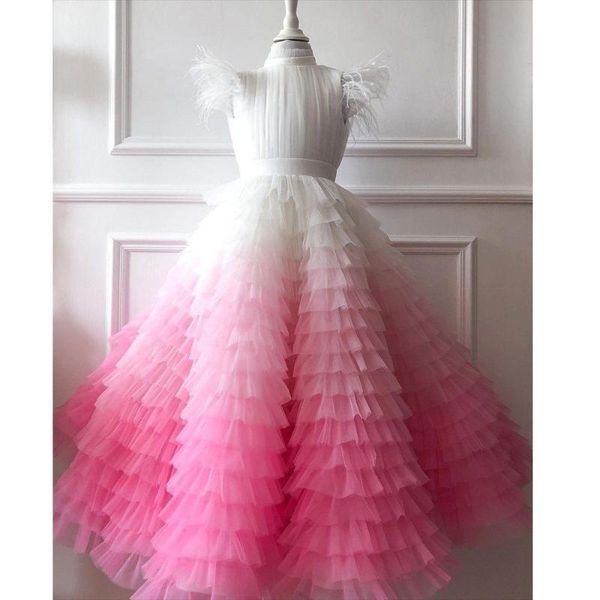 

girl's dresses lovely ball gown flower girl dress for wedding party high-low tulle kid birthday princess first communion gowns, Red;yellow