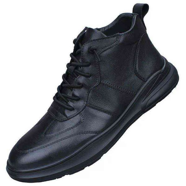 

2021 winter single cotton high men's leather sho soft soled casual sports