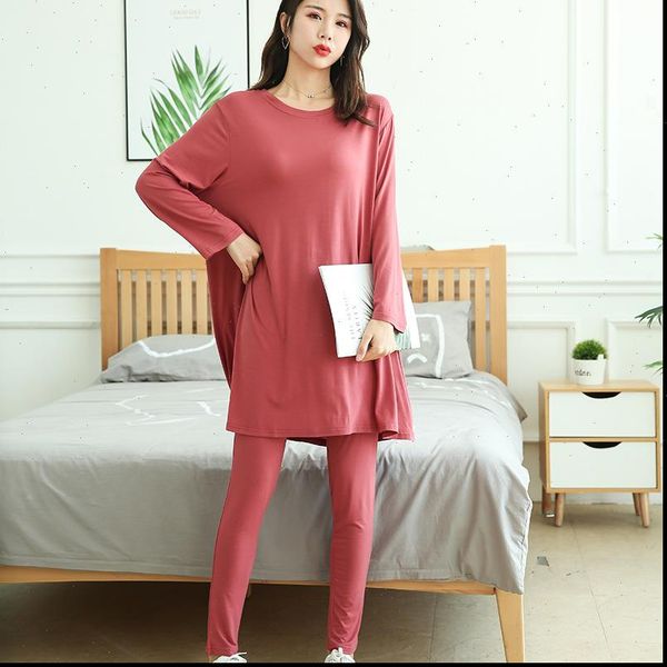 

pyjamas autumn models plus size womens sleepwears home suits long sleeved t shirt pants 2 pieces sets pijama mujer sleepwear, Black;red