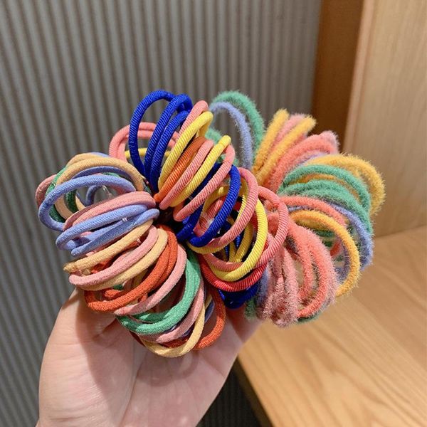 

hair accessories [xwen] girl cute candy color circle elastic horsetail head rope headdress oh218, Slivery;white