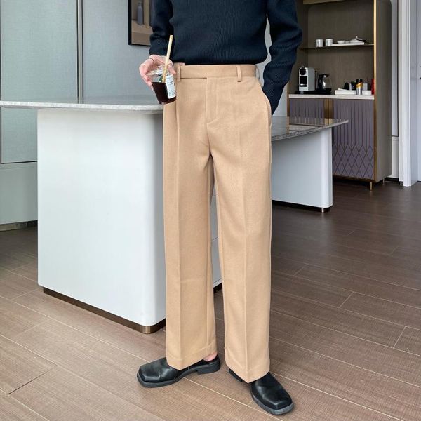

men's suits & blazers smart casual suit pants long solid trousers straight black white khaki m68, White;black