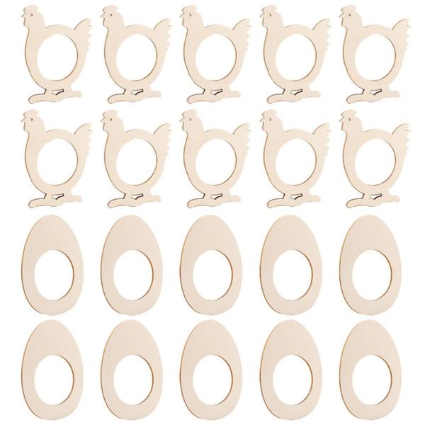 

20pcs wooden napkin buckles easter theme tissue diy rings