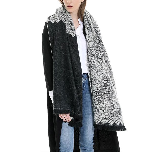 

scarves womens fall pattern tassel scarf warm soft muffler fashion accessories winter -mx8, Blue;gray