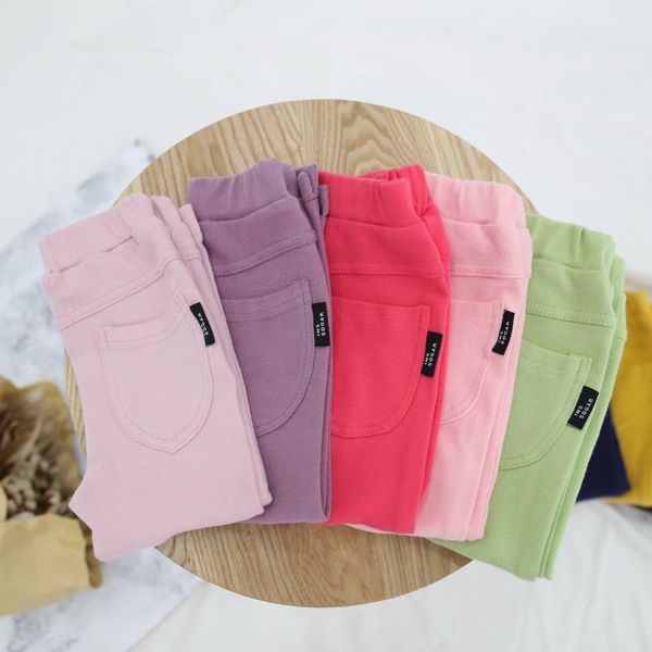 

trousers children's clothing fashion candy color girls leggings pencil pants wild 2021 spring and autumn elastic waist, Blue