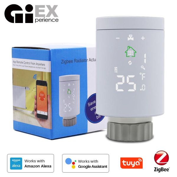 

smart home control radiator actuator programmable thermostatic valve temperature controller voice via alexa tuya zigbee3.0