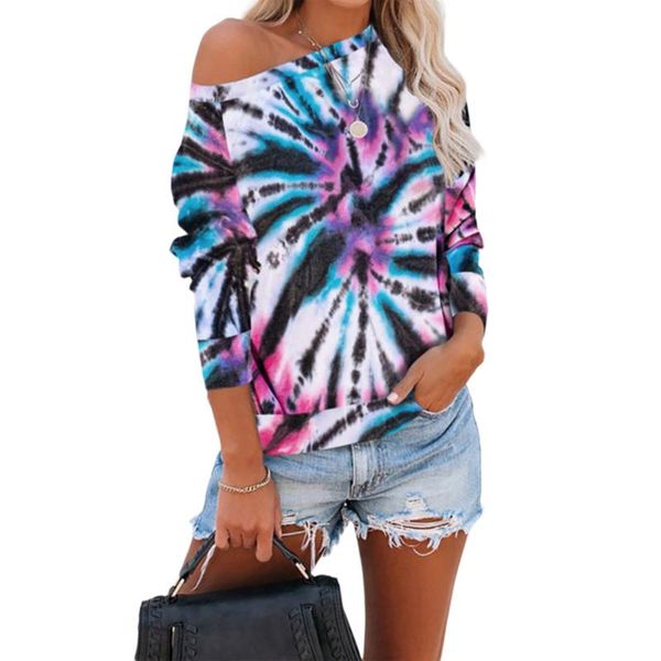 

fashion women long sleeve hoodie sweatshirt autumn winter ladies casual jumper pullover streetwear tie dye print clothes women's hoodi, Black