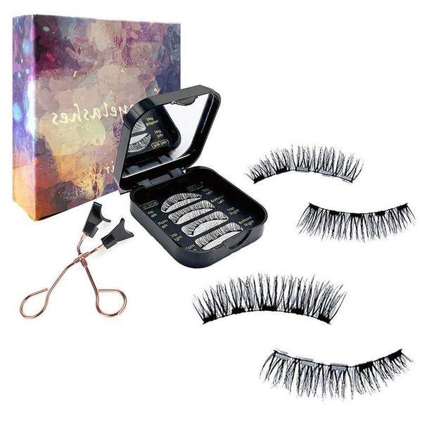 

false eyelashes 4pcs magnetic natural 3d handmade lashes tweezer set easy to wear thick curler women gift