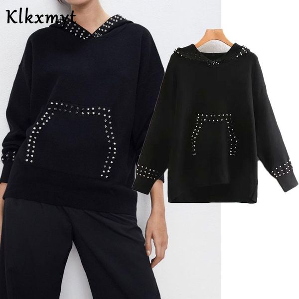 

klkxmyt hoodie women 2021 fashion anchor hoodies sweatshirts vintage long sleeve loose female pullovers chic women's &, Black