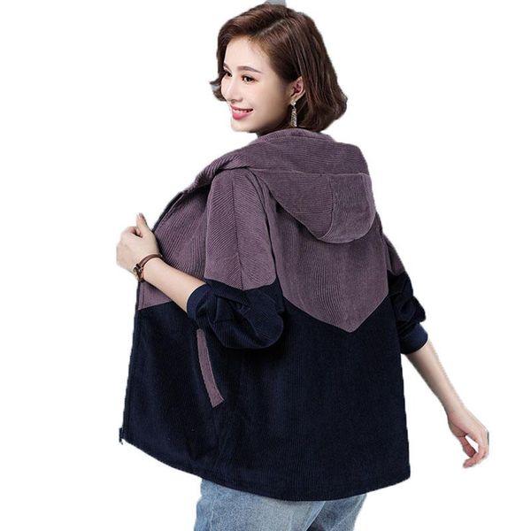 

spring autumn jacket fashion women's coat korean short hooded corduroy jackets outerwear casual baseball uniform female, Black;brown