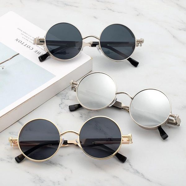 

outdoor eyewear classic vintage steampunk sunglasses men women brand designer round punk sun glasses male female retro fashion oculos de sol