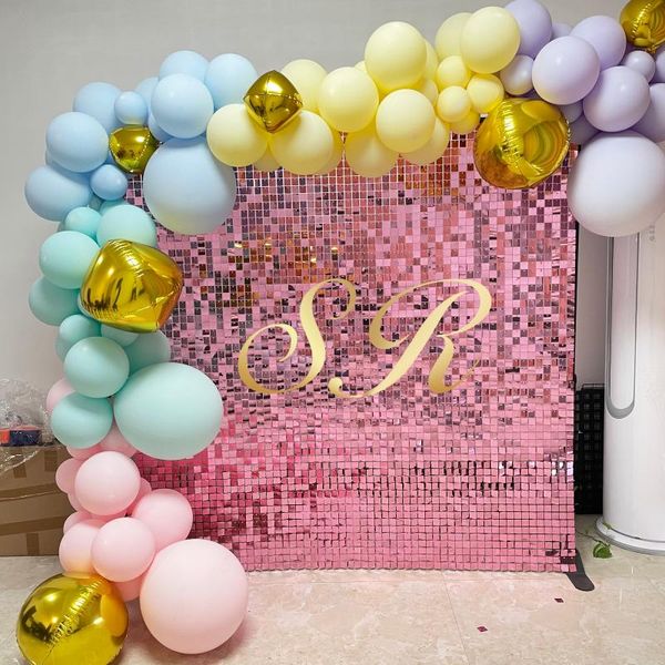 Decorazione per feste Vendi pannello di paillettes Sfondo in rosa rosa brillante con clip posteriore più facile da allestire per il matrimonio