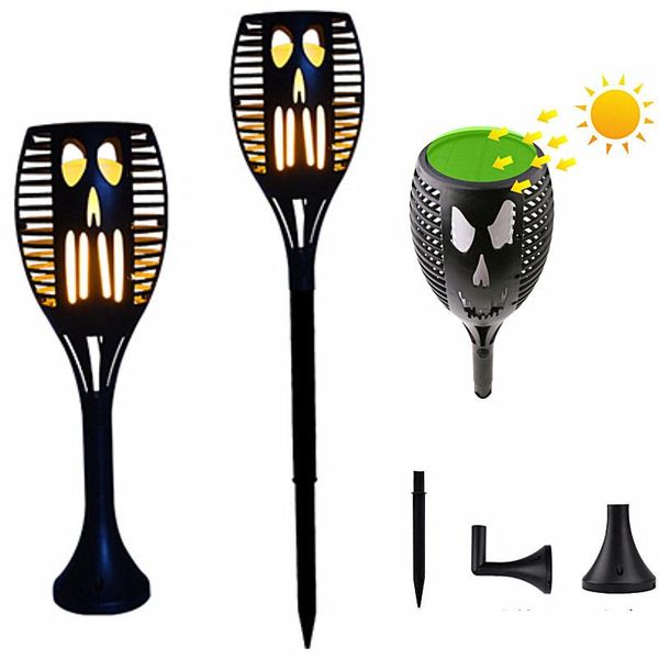 Rasenlampen Grimace Beleuchtung Sensor Outdoor LED Solar Flamme Fackel Glühbirne IP65 Wasserdicht Weg Garten Hof Dekoration Wand