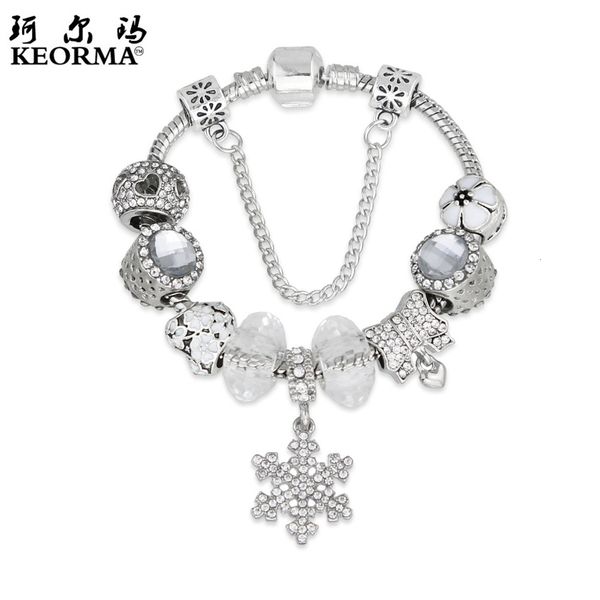 

souvenirs hand catenary white snowflake pendant bracelet diy beaded fashion jewelry pan style
