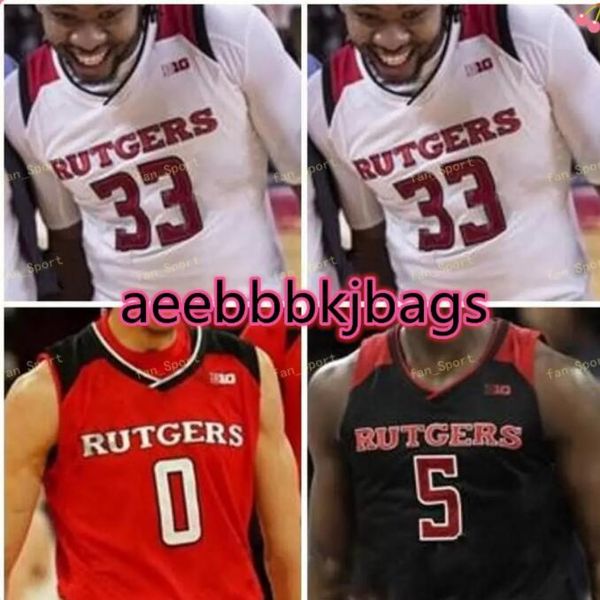 

ncaa college rutgers scarlet knights basketball jersey 22 caleb mcconnell 23 montez mathis 24 ron harper jr. 32 peter kiss custom stitched, Black