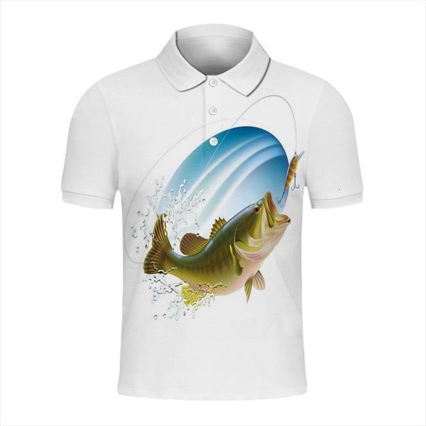 

summer fishing design shirt mens polo fisherman 3d print cool fashion casual short sleeve harajuku sports, White;black