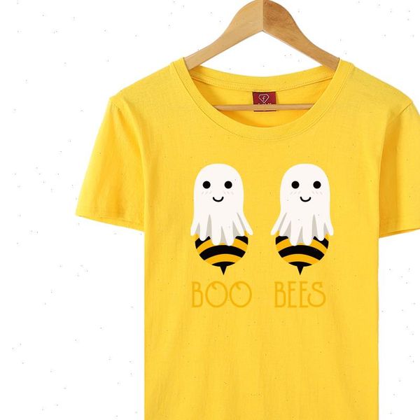 

short sleeve women halloween t shirt fashion funny eve tee shirts boo bees couple tshirts for clothing, White