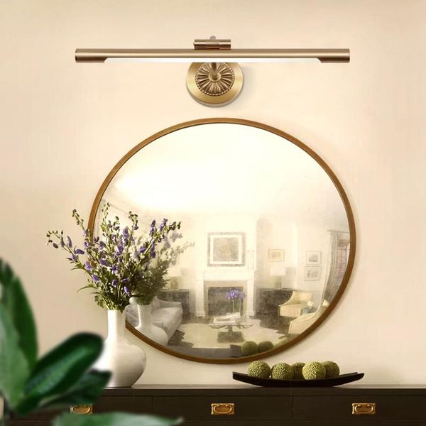 

wall lamp american all copper led mirror front bathroom cabinet vanity modern simple