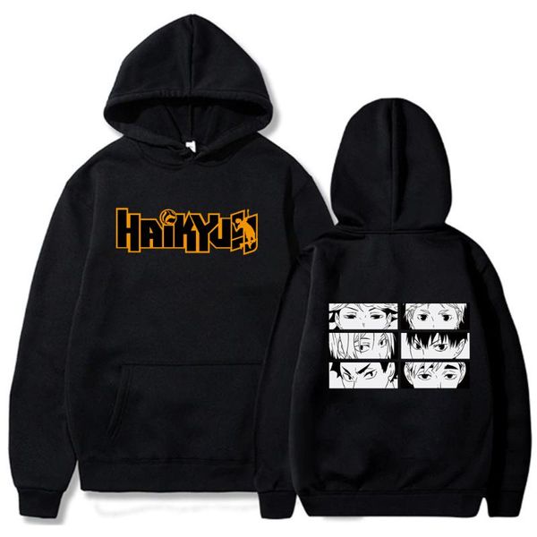 

men's hoodies & sweatshirts 2021 japanese anime haikyuu men funny karasuno high male, Black