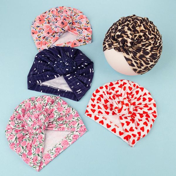 

caps & hats 2pcs/set parent-child hat leopard print mom baby girl boy bonnet knot spring autumn kids infant beanie cap turban head wraps, Yellow