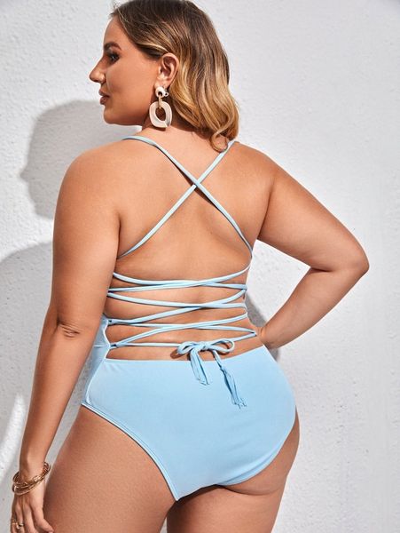 

plus plain rib one piece swimsuit m5pl#, Black