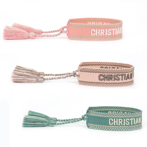 

charm bracelets jewelry handmade signature embroidered color cotton bracelet women's men woven tassel adjustable lover gift, Golden;silver