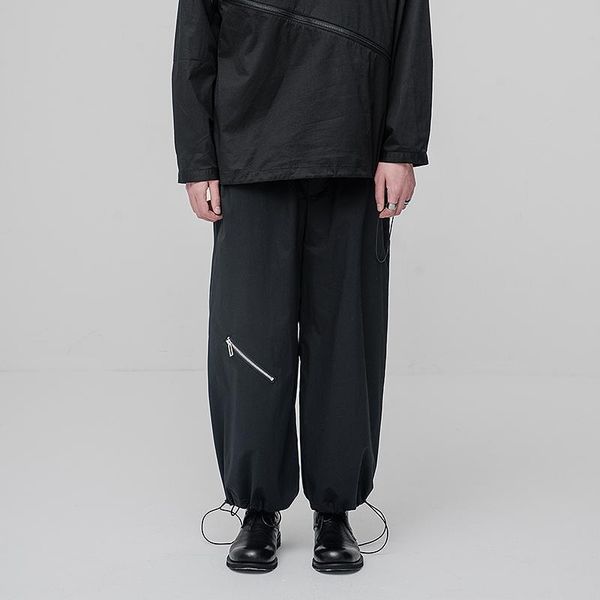 

[huanxiangzhe] 2021 casual trousers sweatpants joggers men pants japanese streetwear men's, Black