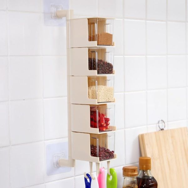 

storage bottles & jars creative multi-purpose rotatable seasoning box multi-layer can add wall-mounted plastic jar kitchen