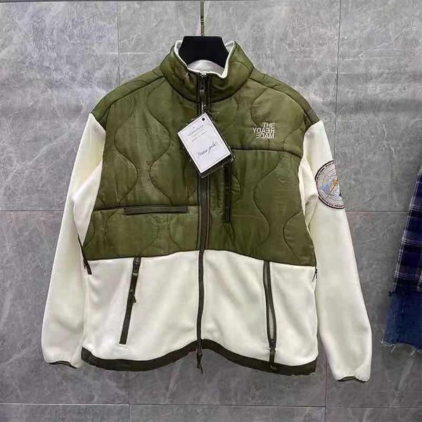 

men's jackets readymade jacket fleece nylon splic zipper coat men women patchwork outdoor casual chic embroidery patch inside logo tag, Black;brown