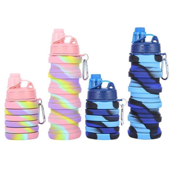 

water bottle 500ml portable camouflage collapsible reuseable bpa silicone
